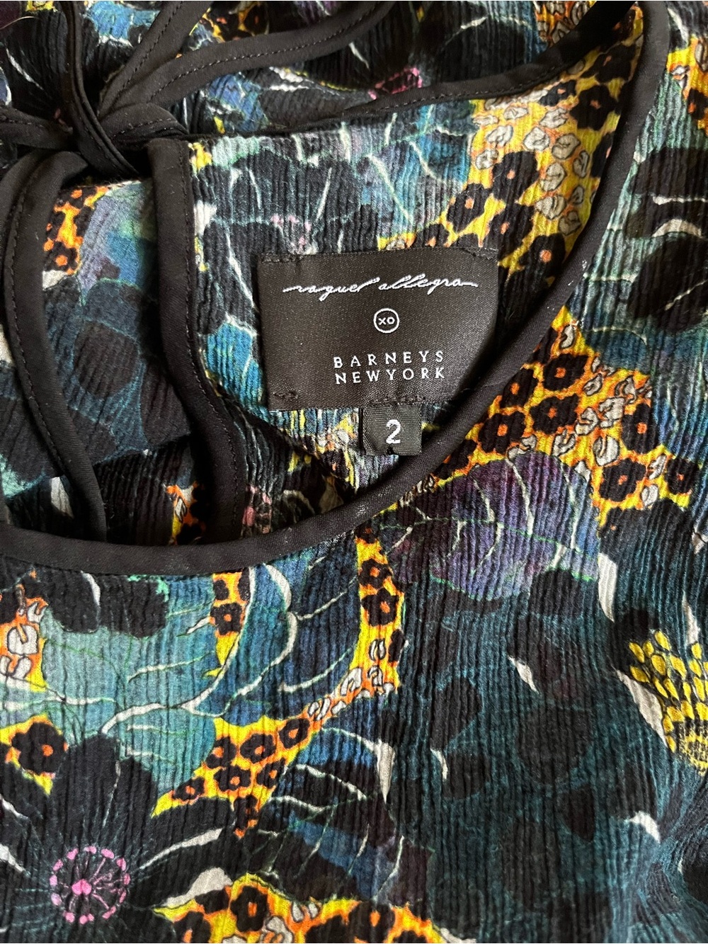Barneys New York Black Midi Dress with Gold Floral Print - Picture 4 of 6